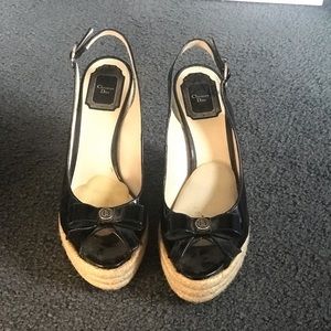 CHRISTIAN DIOR PEEP TOE ESPADRILLES, SIZE 7.5